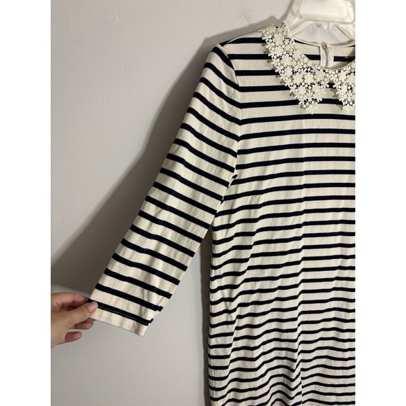 KATE SPADE Lace Collar Stripe Tee Dress Women Small 3/4 Sleeve Above Knee Casual - Picture 5 of 10